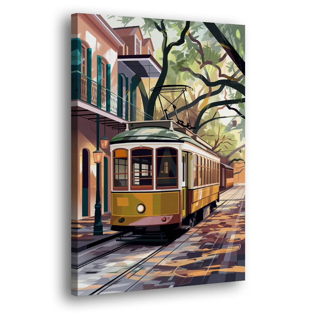 New Orleans Historic Streetcars Side - Canvas Wall Art