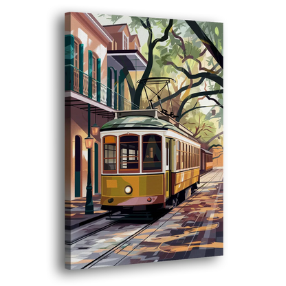 New Orleans Historic Streetcars Side - Canvas Wall Art