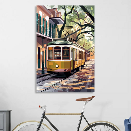 New Orleans Historic Streetcars Living Room - Canvas Wall Art