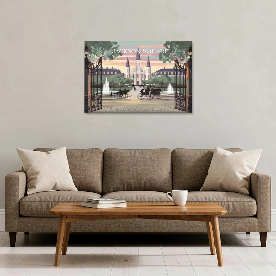 New Orleans Jackson Square - Canvas Wall Art - Sofa - 36x24