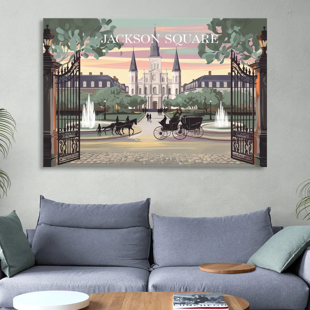 New Orleans Jackson Square Sitting Room - Canvas Wall Art