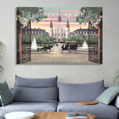 New Orleans Jackson Square Sitting Room - Canvas Wall Art