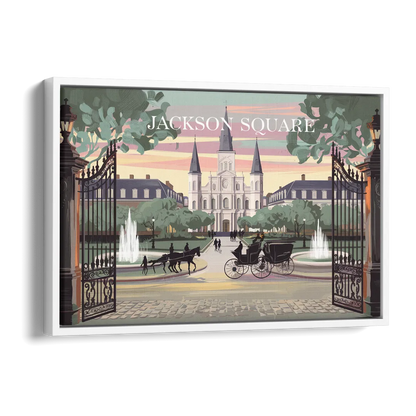 New Orleans Jackson Square Side - White Canvas Wall Art