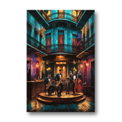 New Orleans Jazz Club Scene - Canvas Wall Art - Front