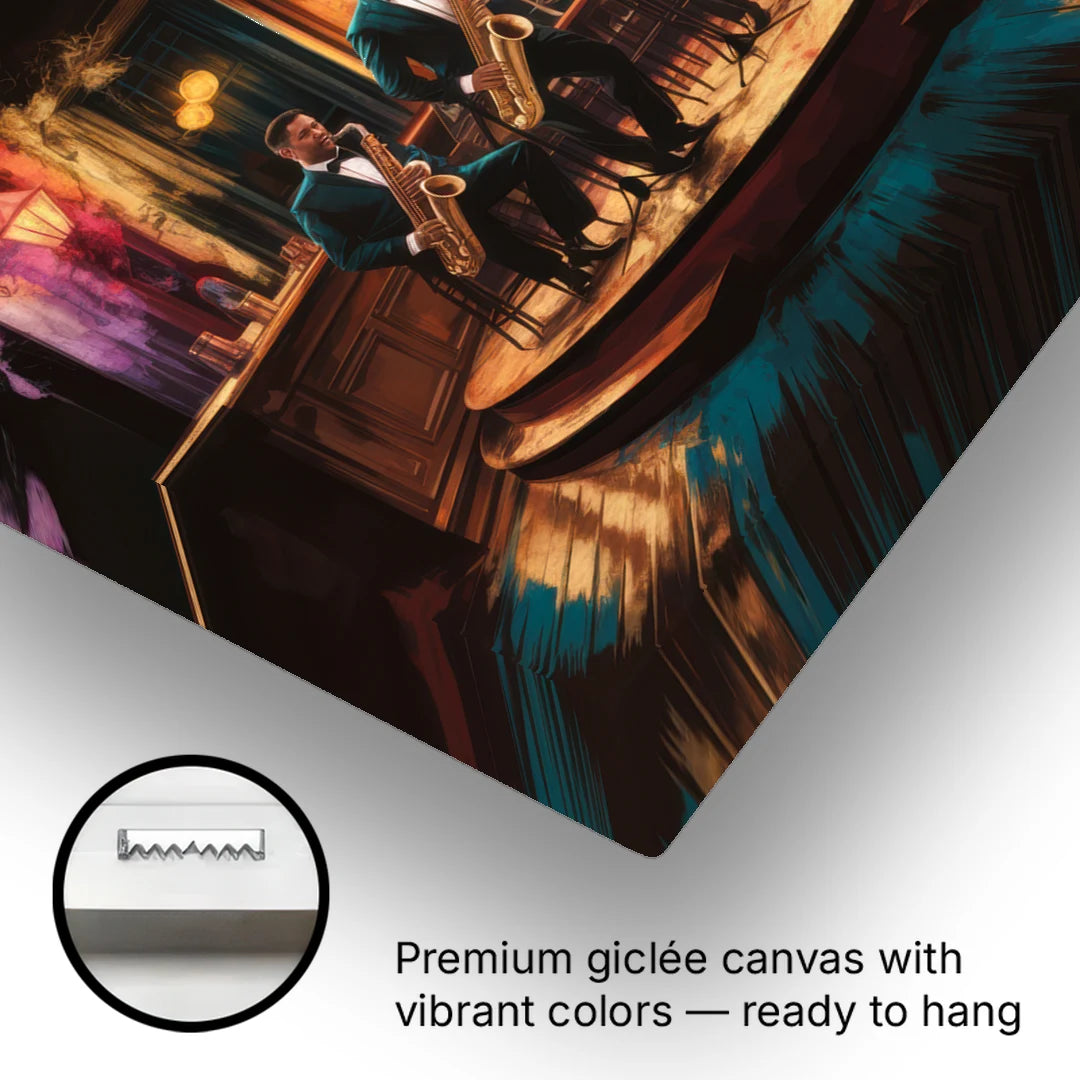 New Orleans Jazz Club Scene - Canvas Wall Art - Gallery Wrap Corner