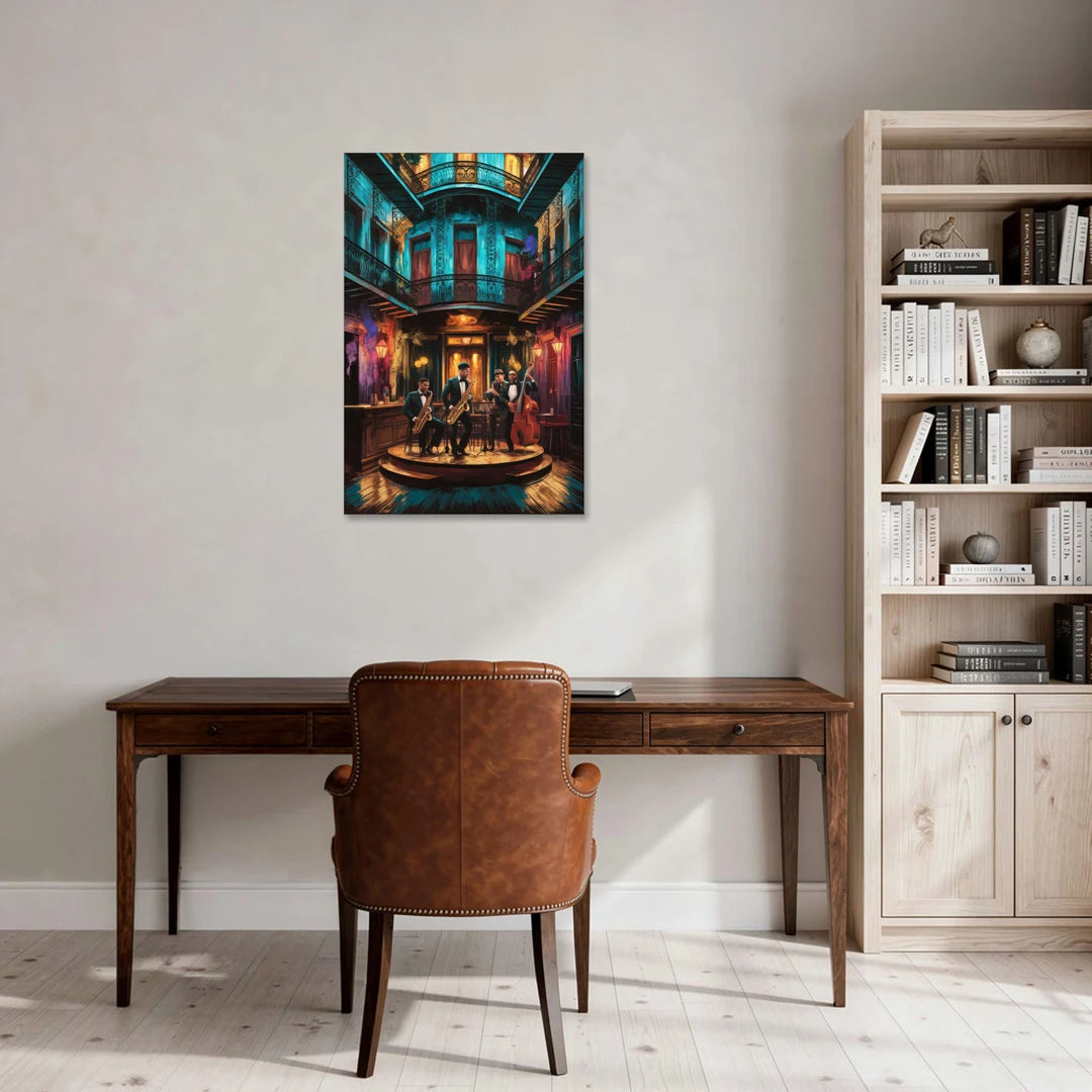 New Orleans Jazz Club Scene - Canvas Wall Art - Office - 24x36