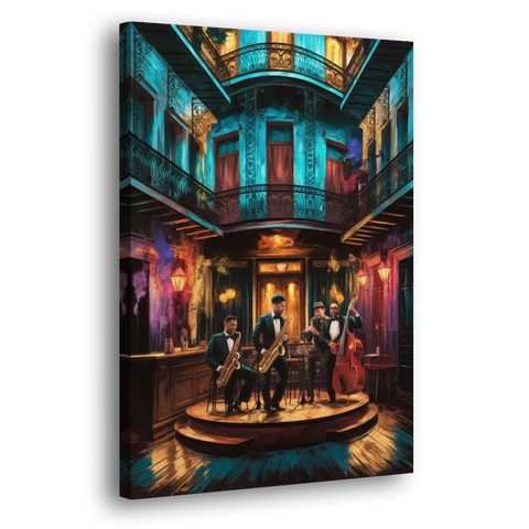 New Orleans Jazz Club Scene - Canvas Wall Art - Side