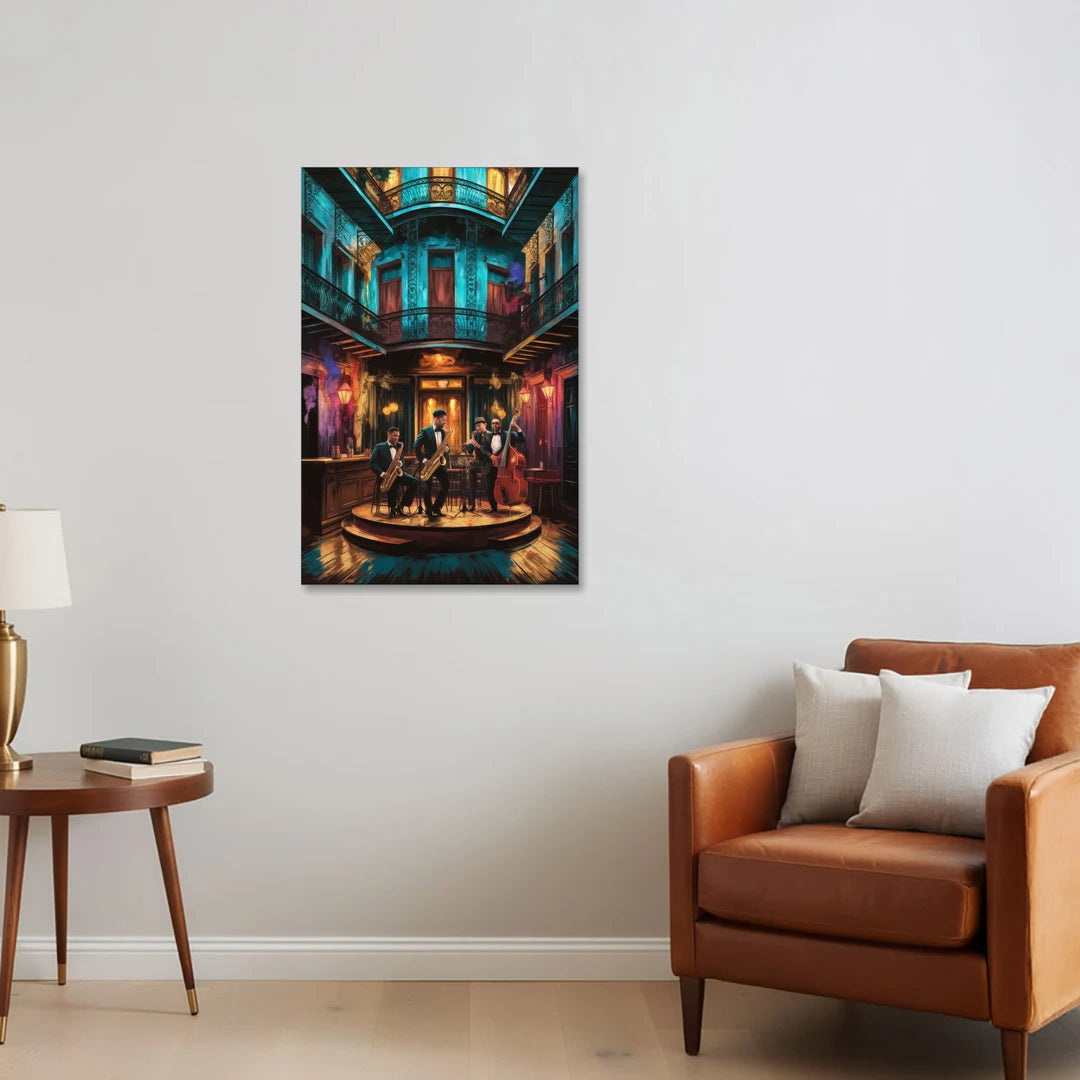 New Orleans Jazz Club Scene - Canvas Wall Art - Sofa - 24x36