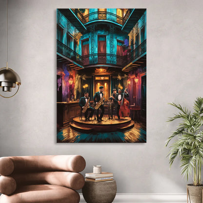 New Orleans Jazz Club Scene Sitting Room - Canvas Wall Art