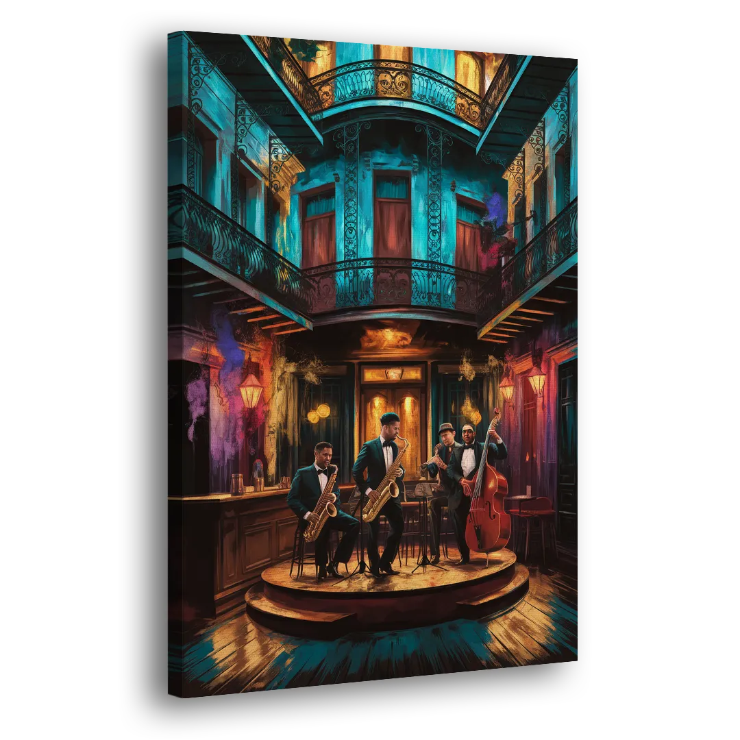 New Orleans Jazz Club Scene Side - Canvas Wall Art