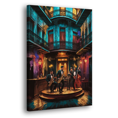 New Orleans Jazz Club Scene Side - Canvas Wall Art