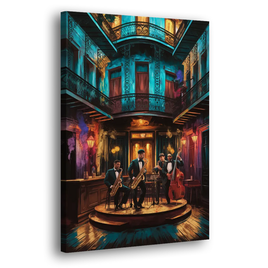 New Orleans Jazz Club Scene Side - Canvas Wall Art