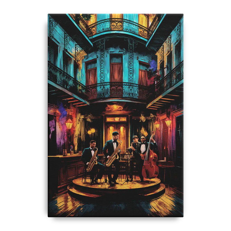 New Orleans Jazz Club Scene Front - Canvas Wall Art