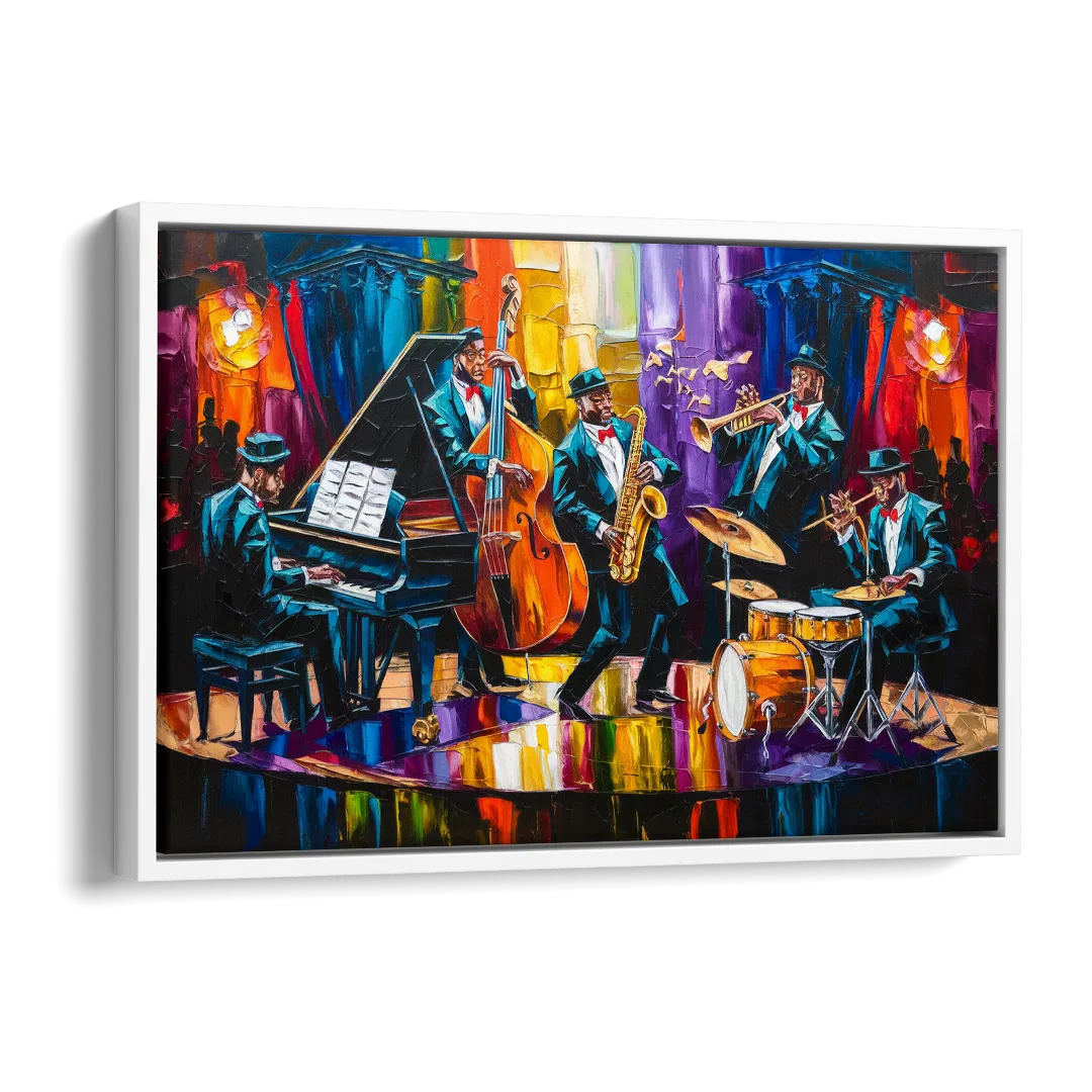 New Orleans Jazz Musicians Side - White Canvas Wall Art