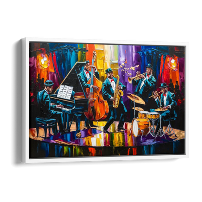 New Orleans Jazz Musicians Side - White Canvas Wall Art