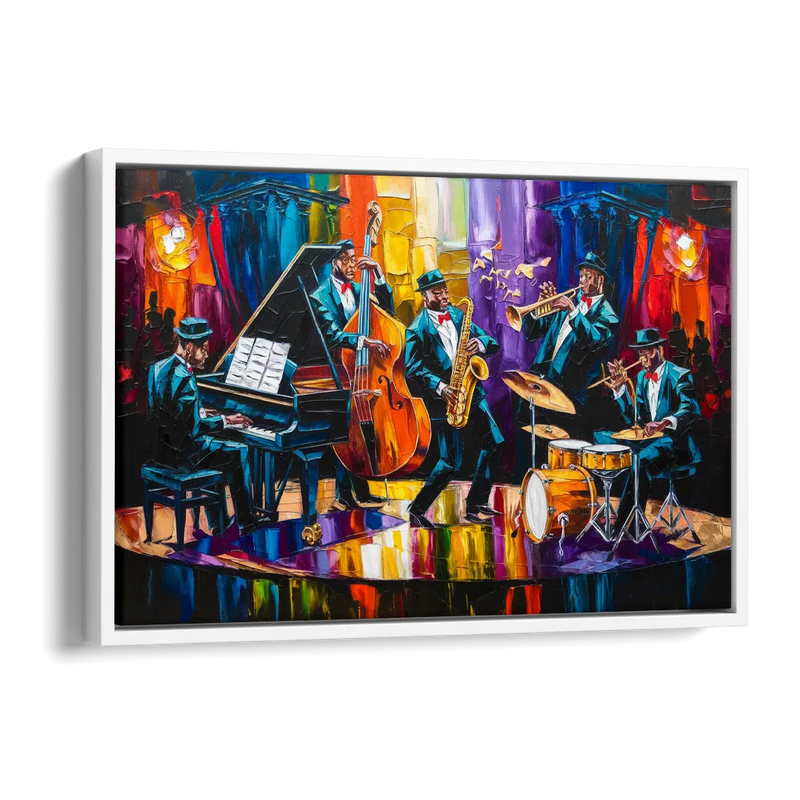 New Orleans Jazz Musicians Side - White Canvas Wall Art