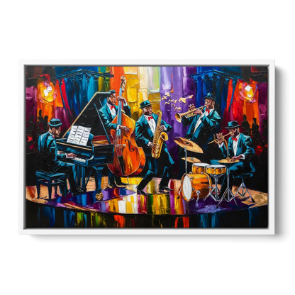 New Orleans Jazz Musicians Front - White Canvas Wall Art