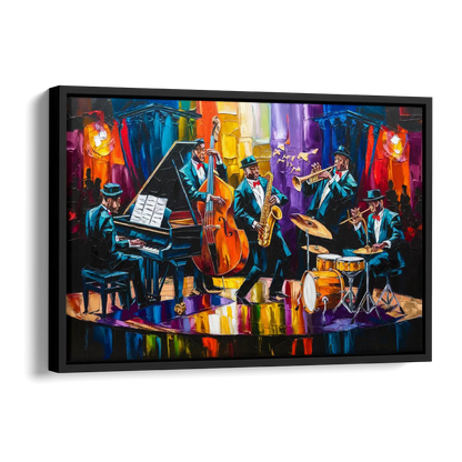 New Orleans Jazz Musicians Side - Black Canvas Wall Art