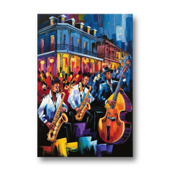 New Orleans Jazz Scene - Canvas Wall Art - Front