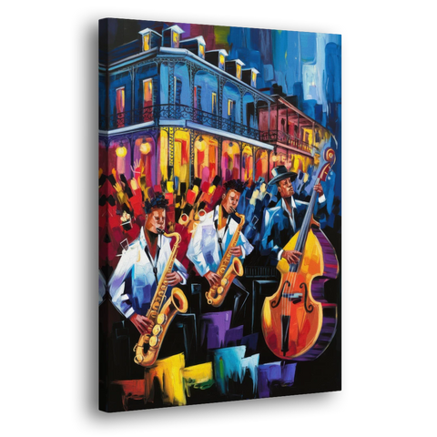 New Orleans Jazz Scene - Canvas Wall Art - Side