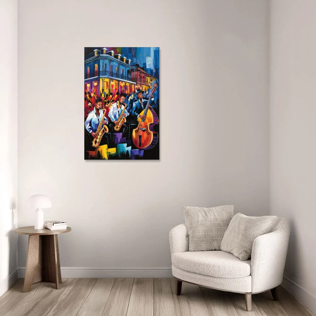 New Orleans Jazz Scene - Canvas Wall Art - Sofa - 24x36