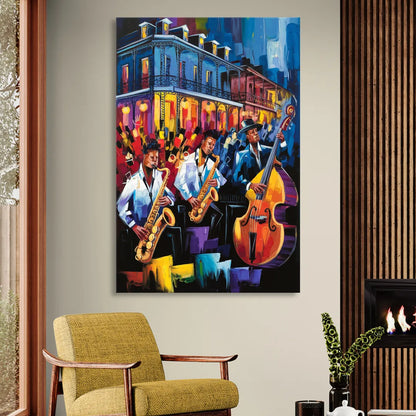 New Orleans Jazz Scene Sitting Room - Canvas Wall Art