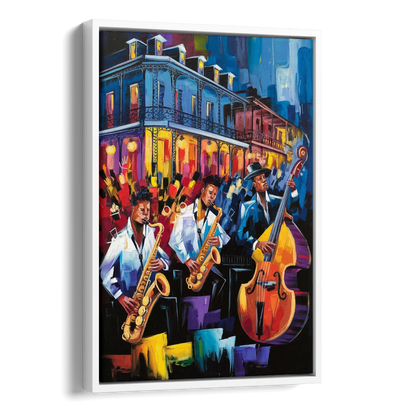 New Orleans Jazz Scene Side - White Canvas Wall Art