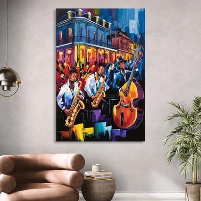 New Orleans Jazz Scene Living Room - Canvas Wall Art