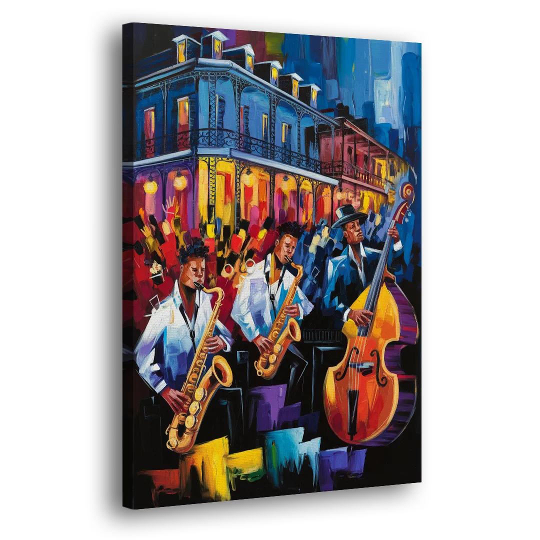 New Orleans Jazz Scene Side - Canvas Wall Art