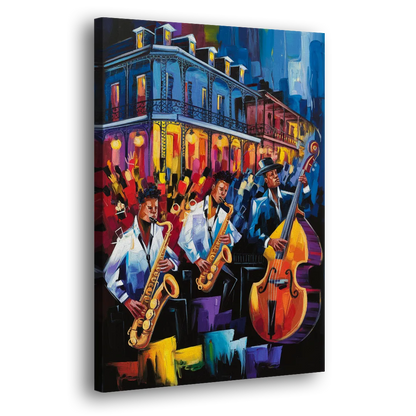 New Orleans Jazz Scene Side - Canvas Wall Art