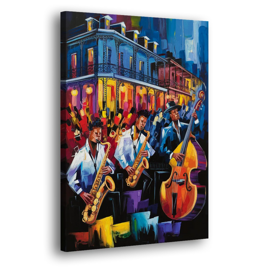 New Orleans Jazz Scene Side - Canvas Wall Art