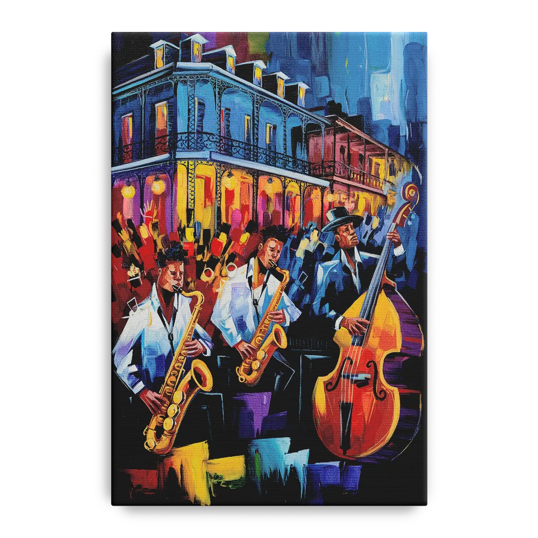 New Orleans Jazz Scene Front - Canvas Wall Art