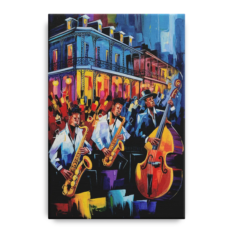 New Orleans Jazz Scene Front - Canvas Wall Art