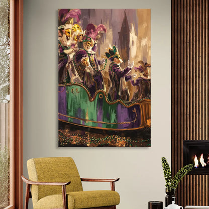 New Orleans Mardi Gras Parade Living Room - Canvas Wall Art