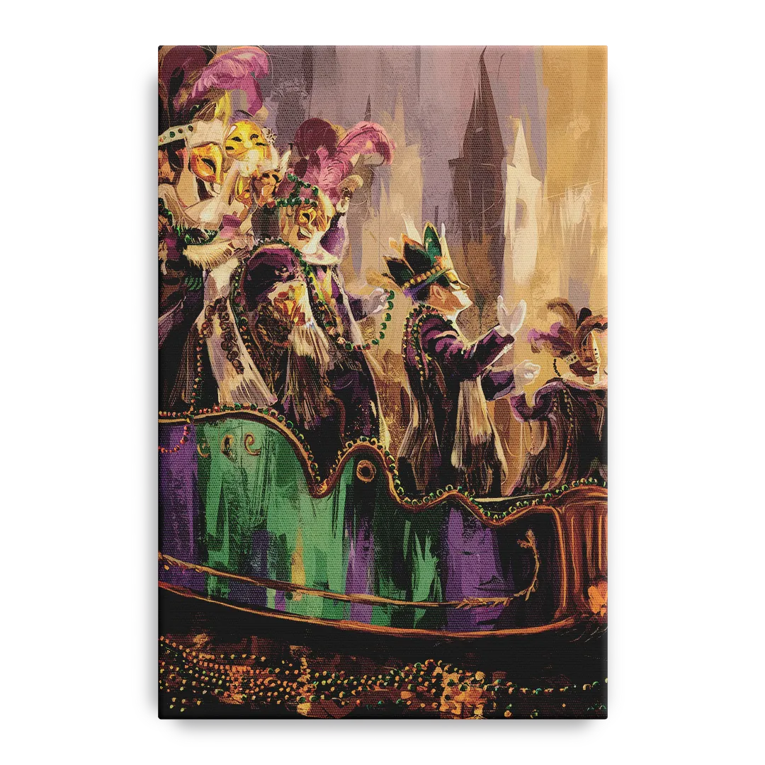 New Orleans Mardi Gras Parade Front - Canvas Wall Art