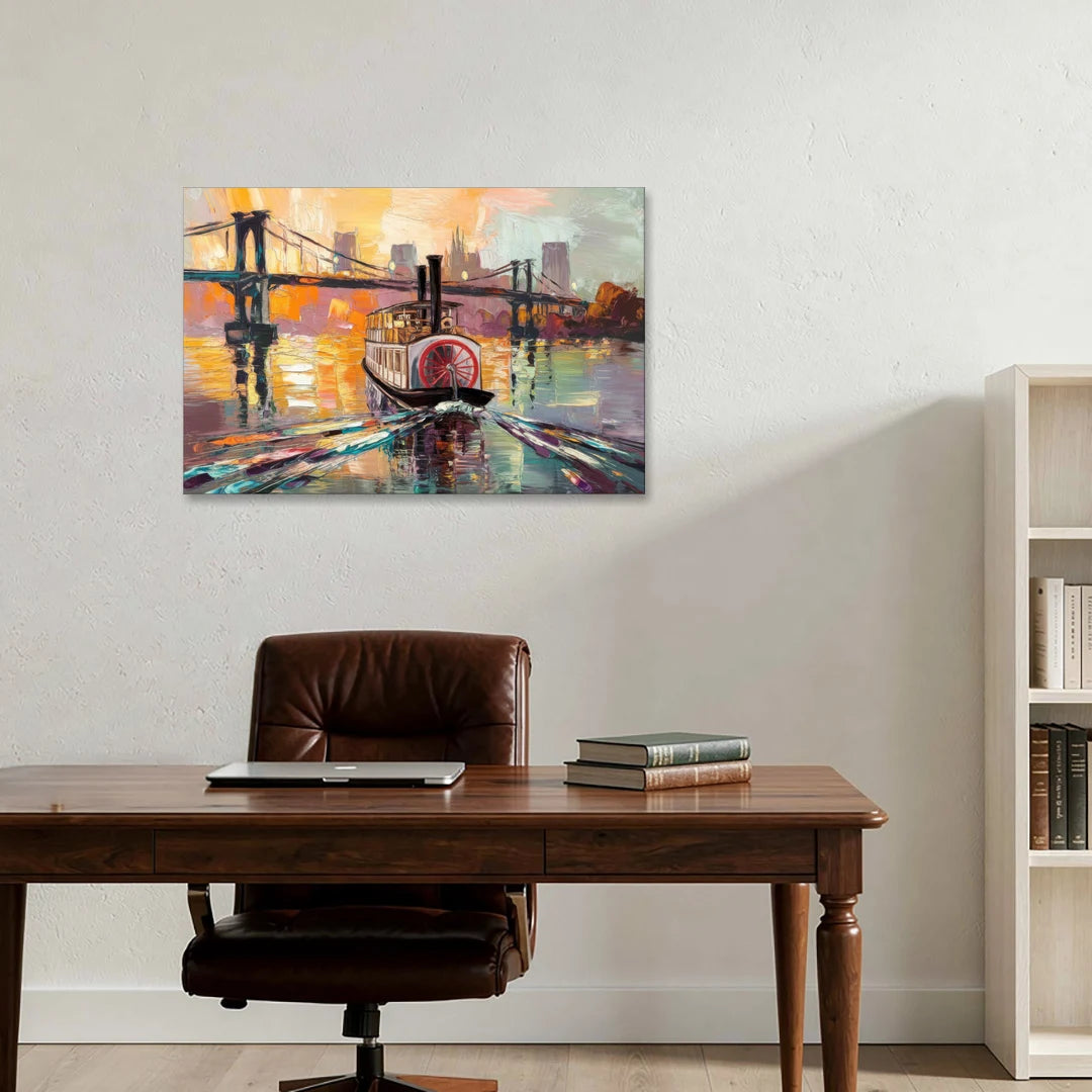 New Orleans Mississippi River Views - Canvas Wall Art - Office - 36x24