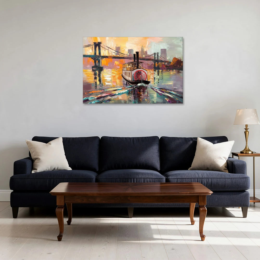 New Orleans Mississippi River Views - Canvas Wall Art - Sofa - 36x24