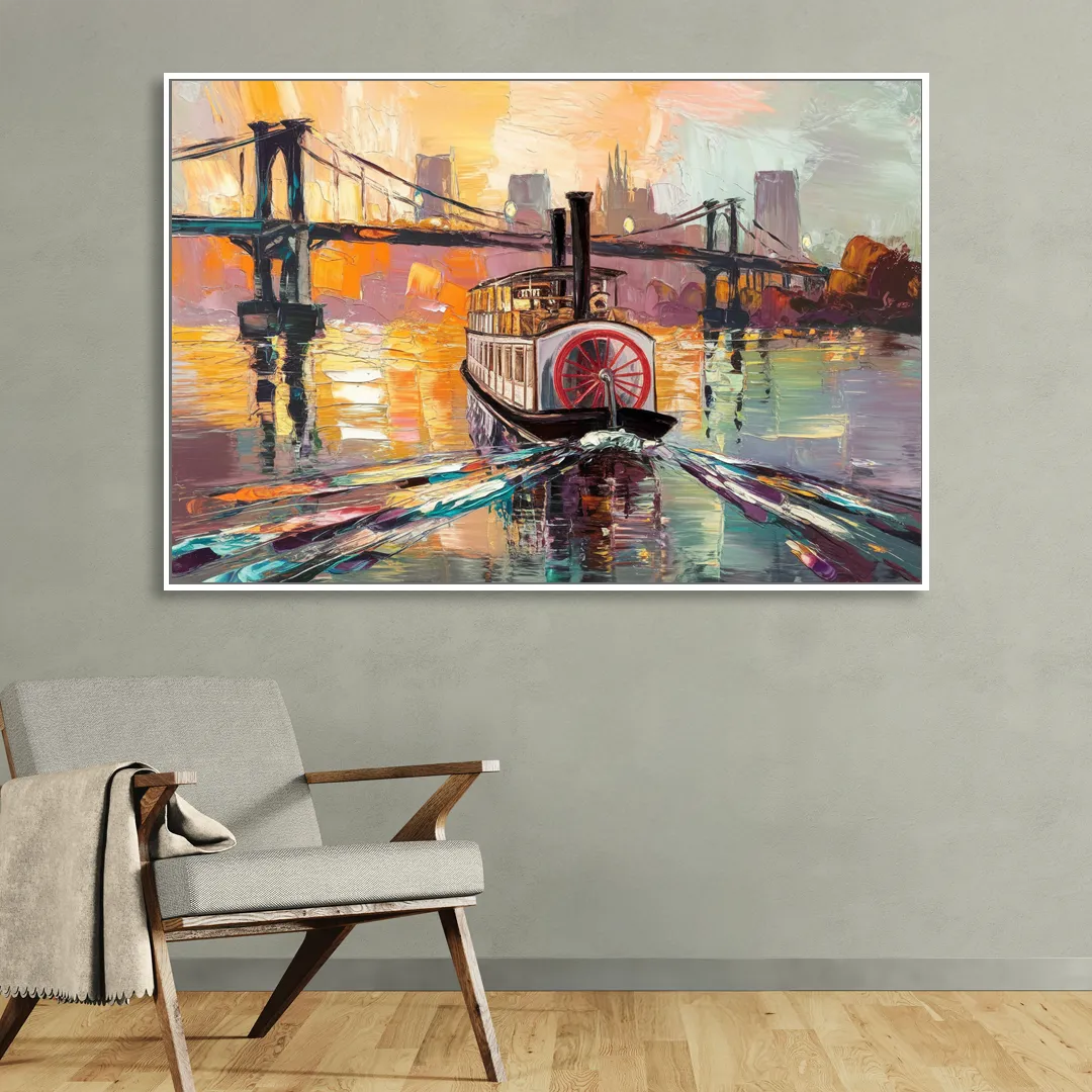 New Orleans Mississippi River Views Sitting Room - White Canvas Wall Art
