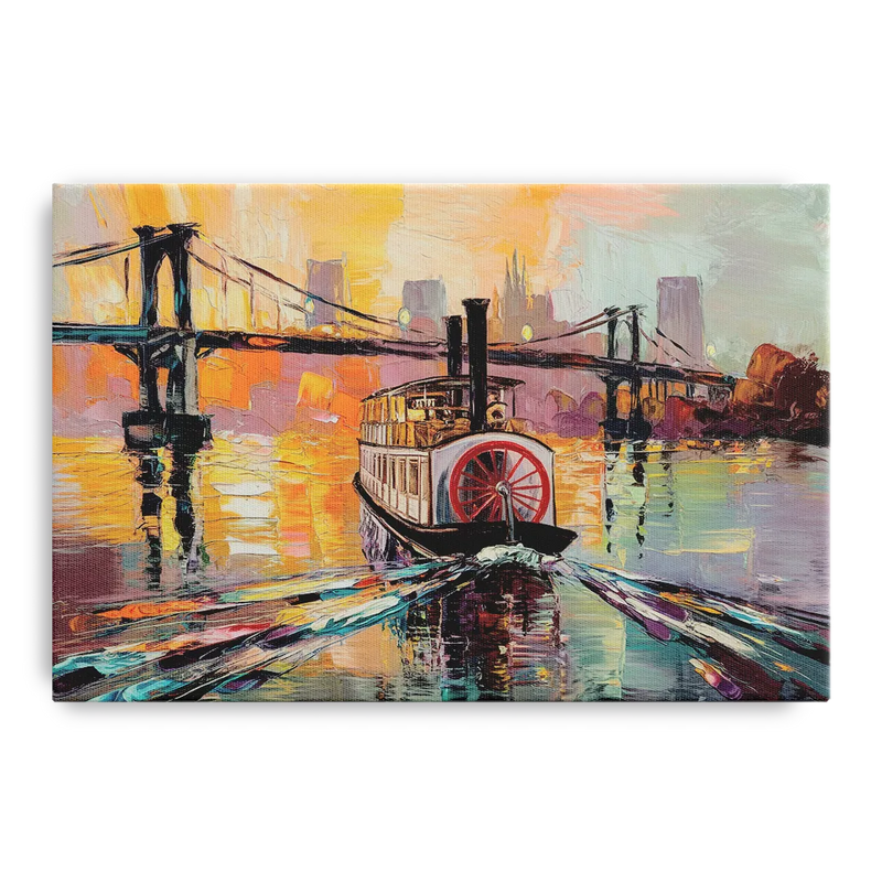 New Orleans Mississippi River Views Front - Canvas Wall Art