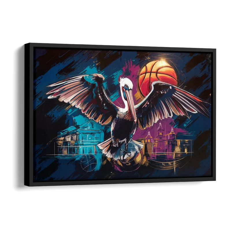 New Orleans Pelicans Basketball Spirit Side - Black Canvas Wall Art
