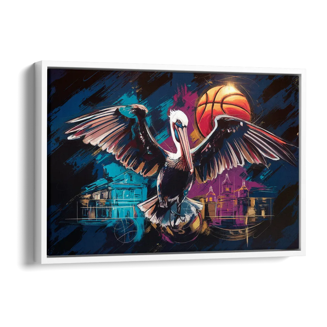New Orleans Pelicans Basketball Spirit Side - White Canvas Wall Art