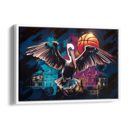 New Orleans Pelicans Basketball Spirit Side - White Canvas Wall Art