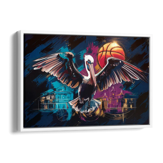 New Orleans Pelicans Basketball Spirit Side - White Canvas Wall Art