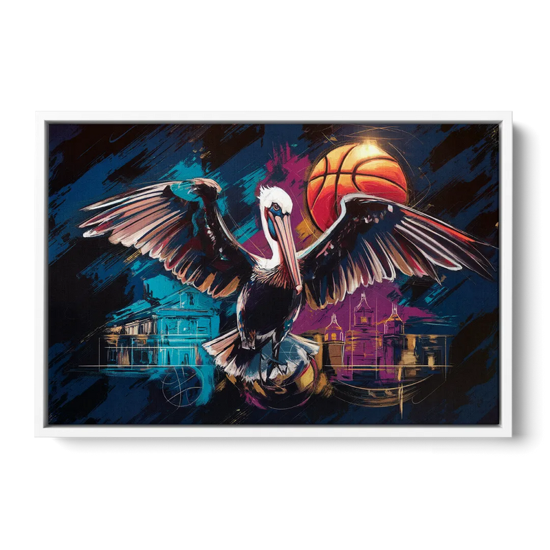 New Orleans Pelicans Basketball Spirit Front - White Canvas Wall Art