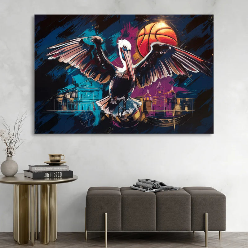 New Orleans Pelicans Basketball Spirit Sitting Room - Canvas Wall Art