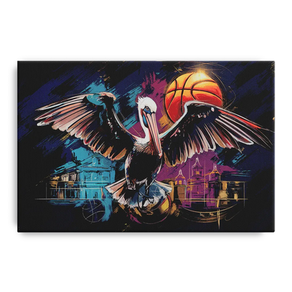 New Orleans Pelicans Basketball Spirit Front - Canvas Wall Art