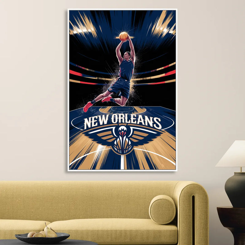 New Orleans Pelicans Team Pride Sitting Room - White Canvas Wall Art