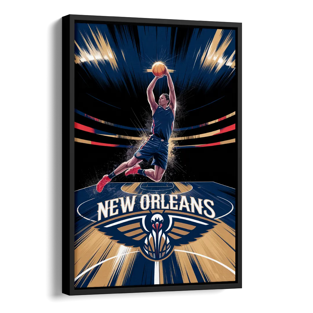 New Orleans Pelicans Team Pride Side - Black Canvas Wall Art