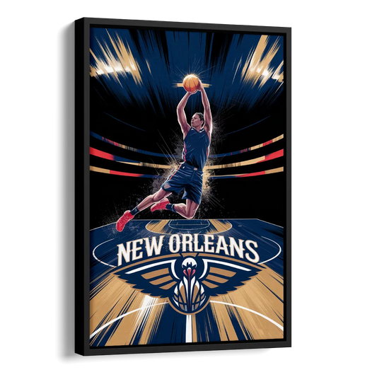 New Orleans Pelicans Team Pride Side - Black Canvas Wall Art