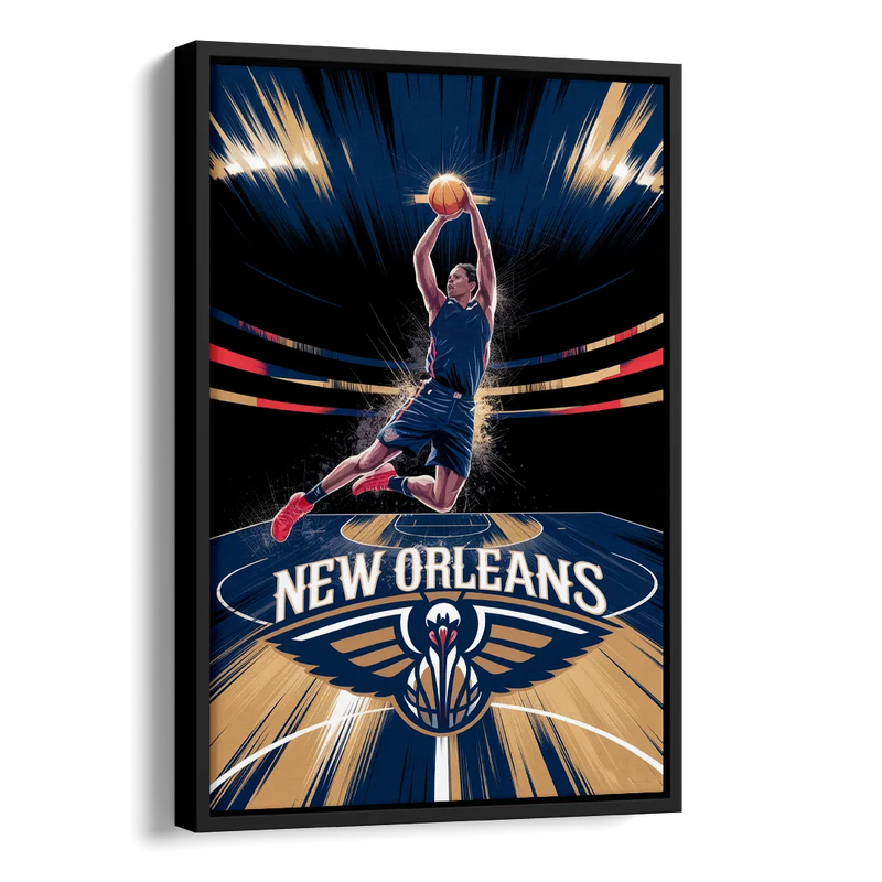 New Orleans Pelicans Team Pride Side - Black Canvas Wall Art